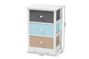 Royce White and Multi-Colored 3-Drawer End Table Baxton