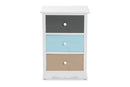 Royce White and Multi-Colored 3-Drawer End Table Baxton