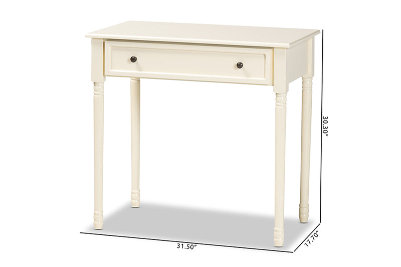 Rayner Classic and Traditional White Finished Wood 1-Drawer Console Table