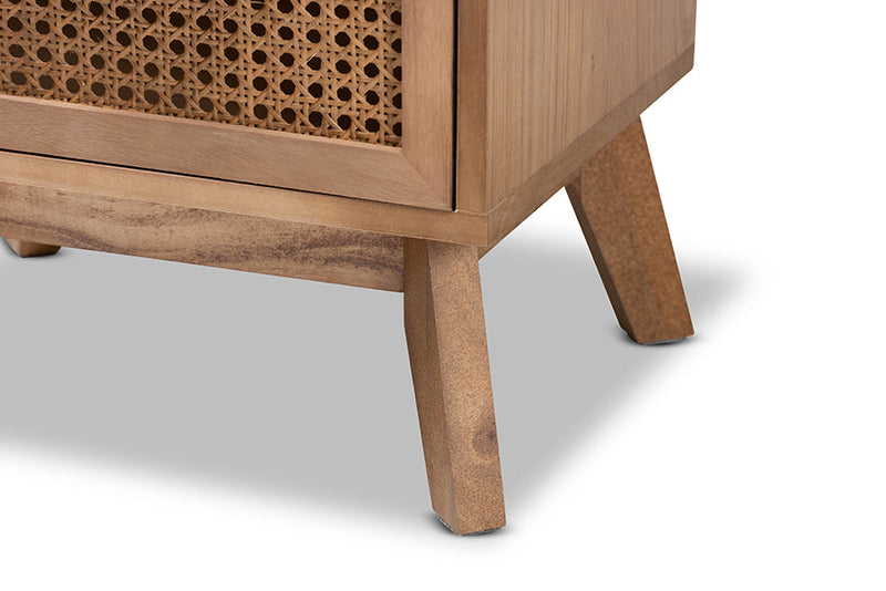 Brooke Walnut Brown 3-Drawer End Table w/Rattan Baxton