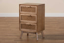 Brooke Walnut Brown 3-Drawer End Table w/Rattan Baxton