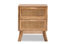 Brooke Walnut Brown 2-Drawer End Table w/Rattan Baxton