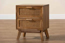 Brooke Walnut Brown 2-Drawer End Table w/Rattan Baxton