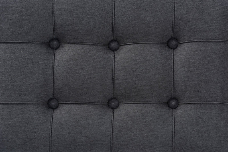 Oren Gray Fabric Upholstered and Silver Ottoman Baxton