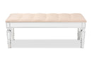 Oren Beige Fabric Upholstered and Silver Accent Bench Baxton