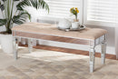 Oren Beige Fabric Upholstered and Silver Accent Bench Baxton