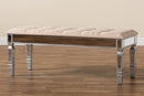 Oren Beige Fabric Upholstered and Silver Accent Bench Baxton