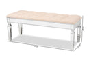 Oren Beige Fabric Upholstered and Silver Accent Bench Baxton