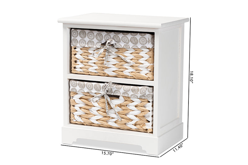 Nami Modern Transitional White Finished Wood 2-Basket Storage Unit