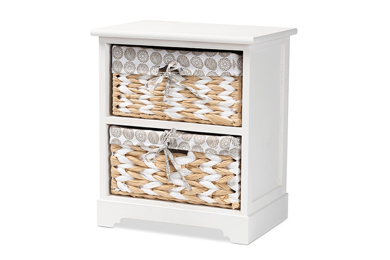 Nami Modern Transitional White Finished Wood 2-Basket Storage Unit