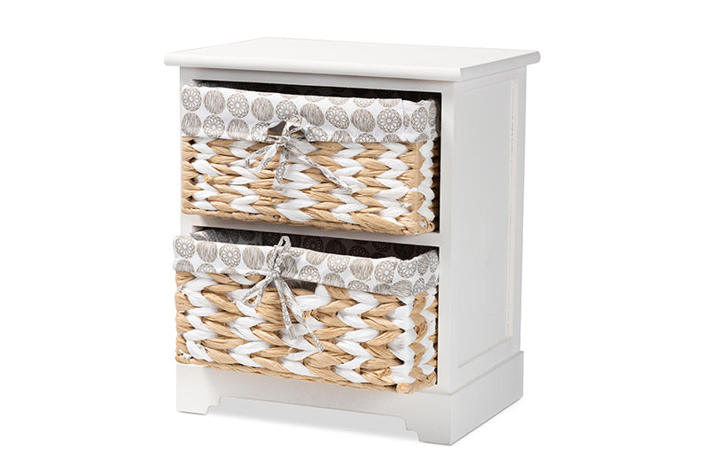 Nami Modern Transitional White Finished Wood 2-Basket Storage Unit