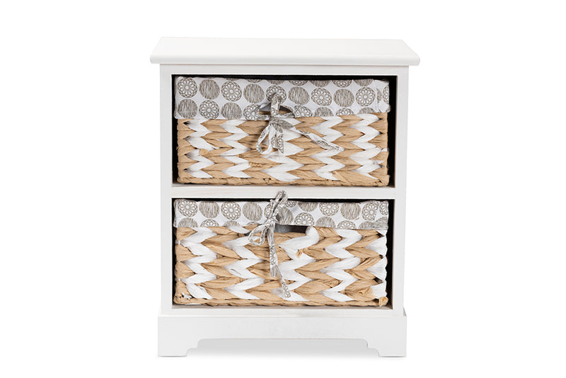 Nami Modern Transitional White Finished Wood 2-Basket Storage Unit