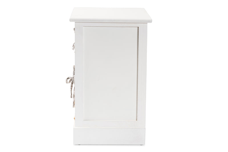 Nami Modern Transitional White Finished Wood 2-Basket Storage Unit