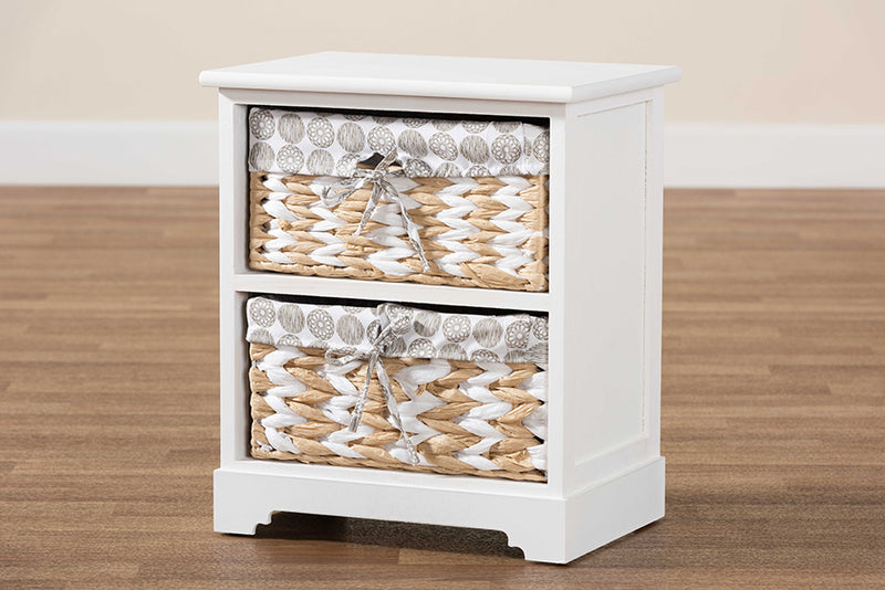 Nami Modern Transitional White Finished Wood 2-Basket Storage Unit