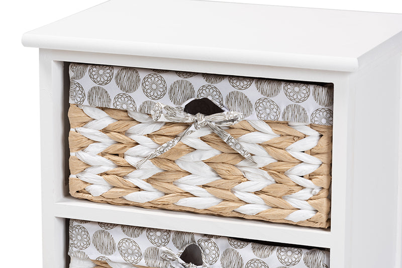 Nami Modern Transitional White Finished Wood 3-Basket Storage Unit