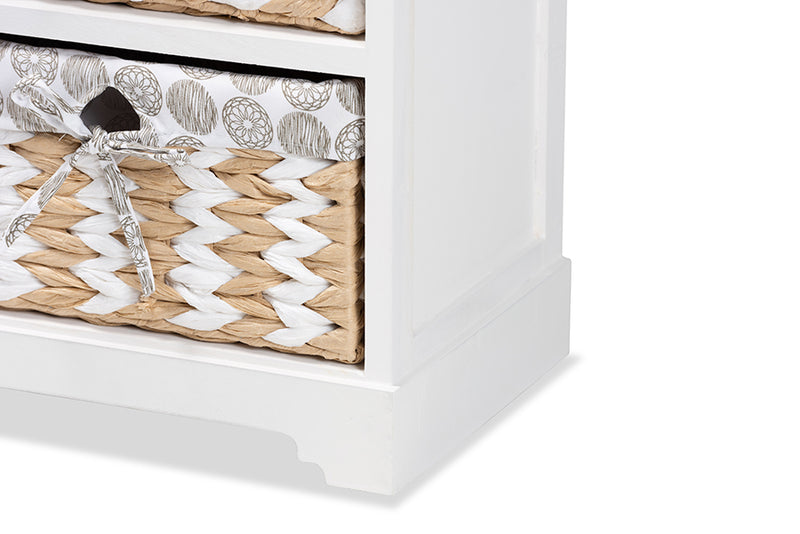 Nami Modern Transitional White Finished Wood 3-Basket Storage Unit