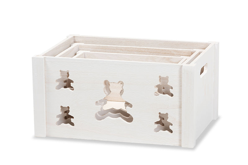 Cosmo Modern and Contemporary White Finished Wood 3-Piece Storage Crate Set