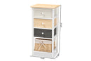 Sherwin Multi-Colored Wood 3-Drawer Storage Unit w/Basket Baxton