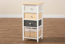 Sherwin Multi-Colored Wood 3-Drawer Storage Unit w/Basket Baxton