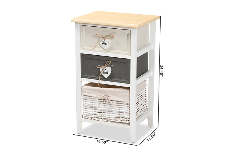 Lingga Modern and Contemporary Multi-Colored Wood 2-Drawer Storage Unit w/Basket