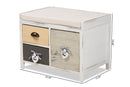 Mailene Beige Fabric Upholstered and Multi-Colored Wood 3-Drawer Storage Bench Baxton