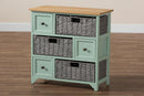 Pacino Two-Tone Oak Brown and Mint Green 3-Drawer Storage Unit Baxton