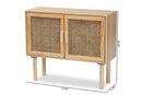 Ailith Rattan and Natural Brown 2-Door Sideboard Buffet Baxton