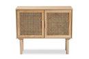 Ailith Rattan and Natural Brown 2-Door Sideboard Buffet Baxton