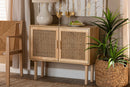 Ailith Rattan and Natural Brown 2-Door Sideboard Buffet Baxton