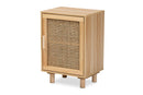 Ailith Rattan and Natural Brown 1-Door End Table Baxton