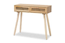 Ailith Rattan and Natural Brown 2-Drawer Console Table Baxton
