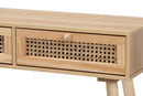 Ailith Rattan and Natural Brown 2-Drawer Console Table Baxton