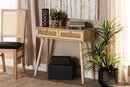 Ailith Rattan and Natural Brown 2-Drawer Console Table Baxton
