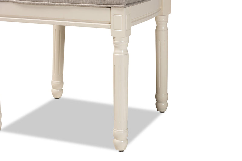 Oxley Inspired Gray Fabric Upholstered and White 2Pc Dining Chair Set Baxton
