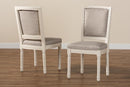 Oxley Inspired Gray Fabric Upholstered and White 2Pc Dining Chair Set Baxton
