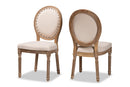Ornella Inspired Beige Fabric Antique Brown 2Pc Dining Chair Set Baxton