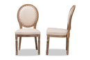 Ornella Inspired Beige Fabric Antique Brown 2Pc Dining Chair Set Baxton