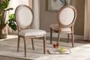 Ornella Inspired Beige Fabric Antique Brown 2Pc Dining Chair Set Baxton