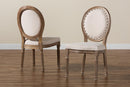 Ornella Inspired Beige Fabric Antique Brown 2Pc Dining Chair Set Baxton
