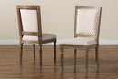 Oxley Inspired Beige Fabric Antique Brown 2Pc Dining Chair Set Baxton