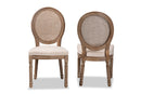 Ornella Inspired Beige Fabric Antique Brown 2Pc Dining Chair Set w/Rattan Baxton