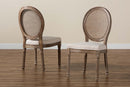 Ornella Inspired Beige Fabric Antique Brown 2Pc Dining Chair Set w/Rattan Baxton