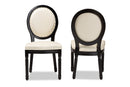 Ornella Inspired Beige Faux Leather Black 2Pc Dining Chair Set Baxton