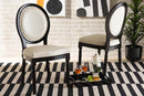 Ornella Inspired Beige Faux Leather Black 2Pc Dining Chair Set Baxton