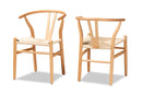 Cipally Natural Brown 2Pc Dining Chair Set Baxton