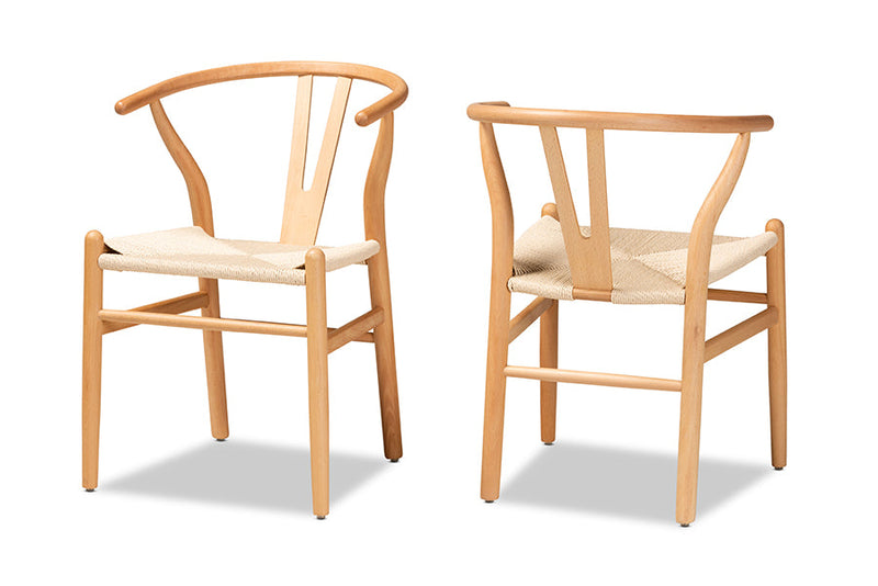 Cipally Natural Brown 2Pc Dining Chair Set Baxton