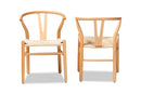 Cipally Natural Brown 2Pc Dining Chair Set Baxton