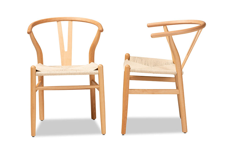 Cipally Natural Brown 2Pc Dining Chair Set Baxton