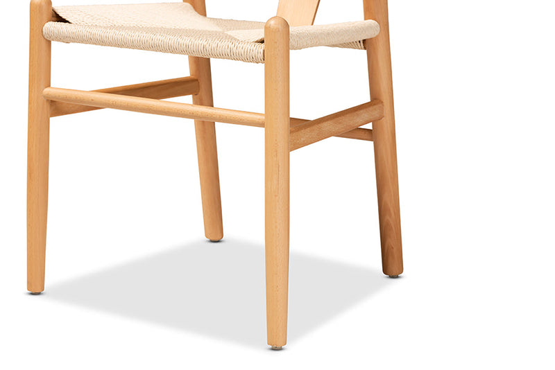 Cipally Natural Brown 2Pc Dining Chair Set Baxton