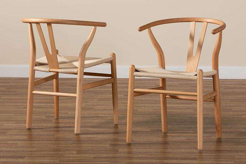 Cipally Natural Brown 2Pc Dining Chair Set Baxton